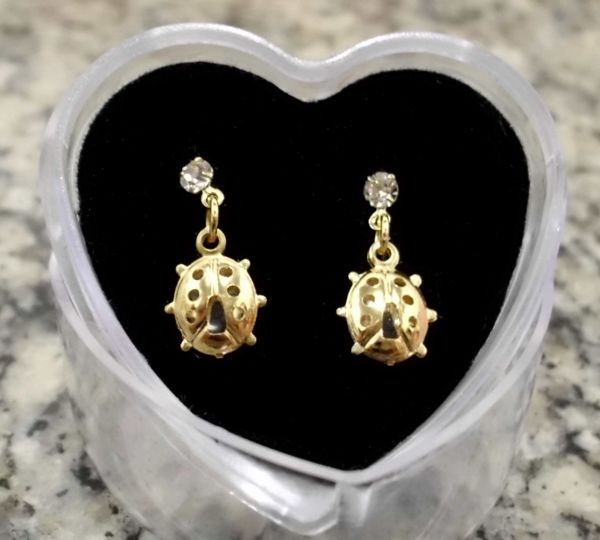 Brinco Banhado a Ouro 18k com Cristal Incolor