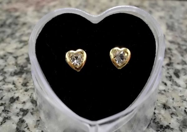 Brinco Banhado a Ouro 18k com Cristal Incolor