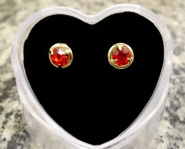 Brinco Banhado a Ouro 18k com Cristal Colorido