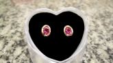 Brinco Banhado a Ouro 18k com Cristal Colorido Rosa